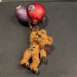 Wacky Item Brown Teddy Bear Brooch with Balloons